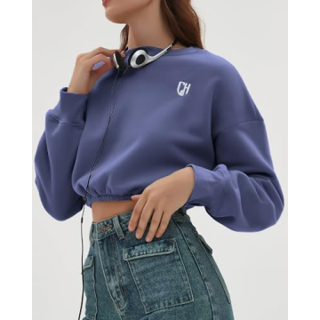 CHYRII Women Cropped Fleece Sweatshirt for Fall Fashion
