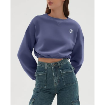 CHYRII Women Cropped Fleece Sweatshirt for Fall Fashion
