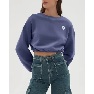 CHYRII Women Cropped Fleece Sweatshirt for Fall Fashion
