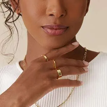 18K Gold Plated 3 Rings Set by PAVOI for Women