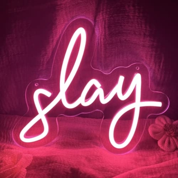 Adjustable Pink Slay Neon Sign Y2K Bedroom Decor