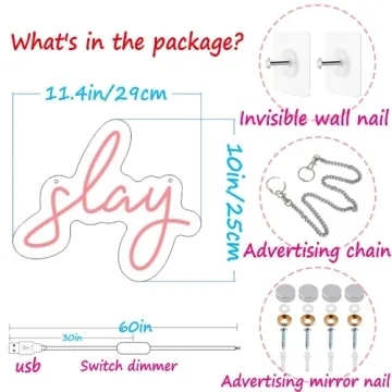 Adjustable Pink Slay Neon Sign Y2K Bedroom Decor