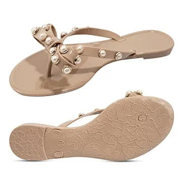 TYFLOVE Studded Jelly Thong Sandals for Women - Elegant Summer Footwear
