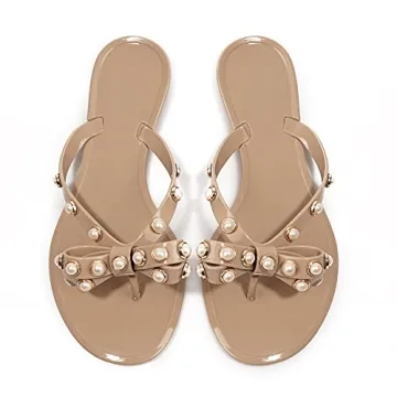 TYFLOVE Studded Jelly Thong Sandals for Women - Elegant Summer Footwear