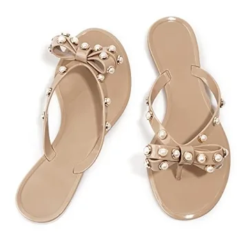 TYFLOVE Studded Jelly Thong Sandals for Women - Elegant Summer Footwear