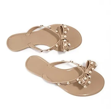 TYFLOVE Studded Jelly Thong Sandals for Women - Elegant Summer Footwear