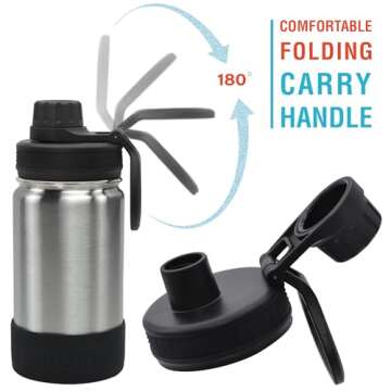 CHILLOUT LIFE 12 oz Kids Insulated Water Bottle for School with Leakproof Spout Lid and Cute Waterproof Stickers, Personalized Stainless Steel Thermos Flask Metal Water Bottle for Girls & Boys