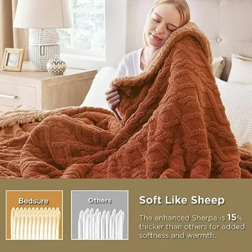Bedsure Cozy Sherpa Fleece Throw Blanket for Winter Comfort