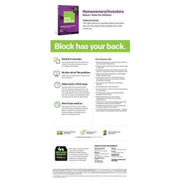 [OLD VERSION] H&R Block Tax Software Deluxe + State 2019 [Amazon Exclusive] [PC Download]