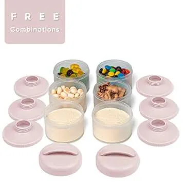 Termichy Stackable Formula Dispenser Portable Milk Powder Container, 2 Pack, Light Pink