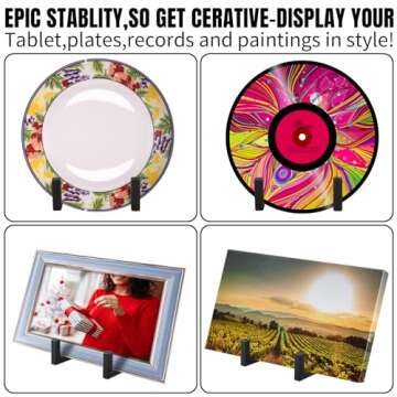 Sweetude 2 Pcs Large Plate Stands for Display Metal Frame Plate Holder Display Stand Decorative Table Top Easels for Picture, Book, Platter, Photo Easel(Black,8 Inch)