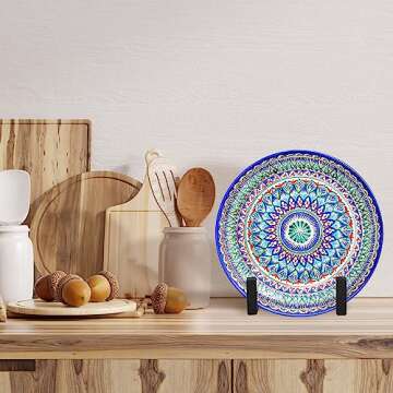 Sweetude 2 Pcs Large Plate Stands for Display Metal Frame Plate Holder Display Stand Decorative Table Top Easels for Picture, Book, Platter, Photo Easel(Black,8 Inch)