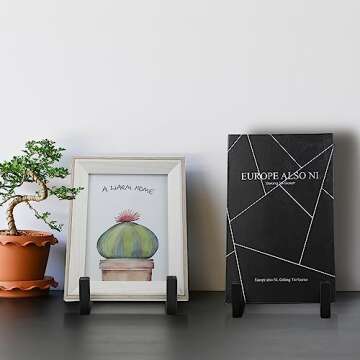 Sweetude 2 Pcs Large Plate Stands for Display Metal Frame Plate Holder Display Stand Decorative Table Top Easels for Picture, Book, Platter, Photo Easel(Black,8 Inch)