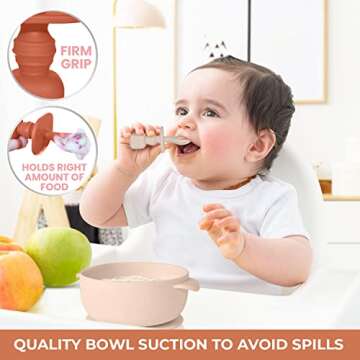 Silicone Suction Baby Bowl with Lid - BPA Free - 100% Food Grade Silicone - Infant Babies and Toddler Self Feeding