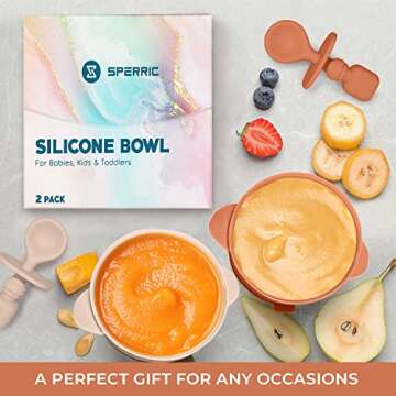 Silicone Suction Baby Bowl with Lid - BPA Free - 100% Food Grade Silicone - Infant Babies and Toddler Self Feeding