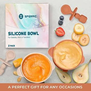 Silicone Suction Baby Bowl with Lid - BPA Free - 100% Food Grade Silicone - Infant Babies and Toddler Self Feeding