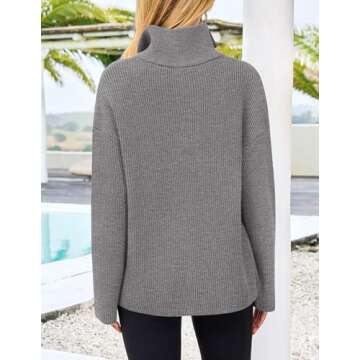 PRETTYGARDEN Women's 2024 Fall Chunky Knit Oversized Sweaters Long Sleeve Collared Quarter Zip Pullover Winter Jumper Tops (Grey,Small)