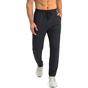 G Gradual Men's Joggers with Zipper Pockets, Black