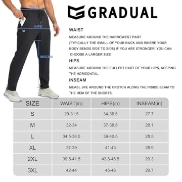 G Gradual Men's Joggers with Zipper Pockets, Black