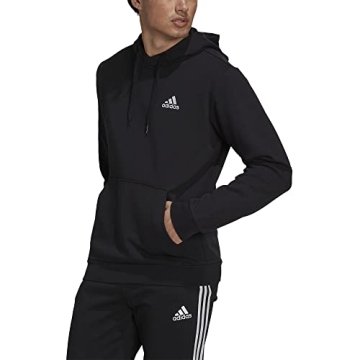 adidas Men's Essentials Fleece Hoodie - Black/White, Size Medium
