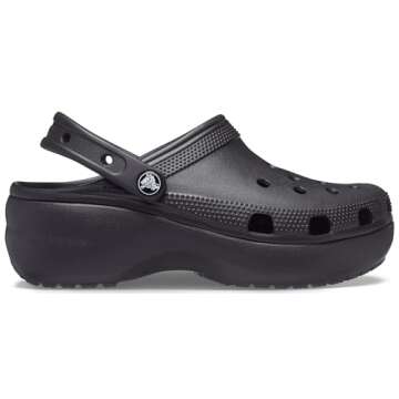 Crocs Women's Classic Platform Clog, Black, 10