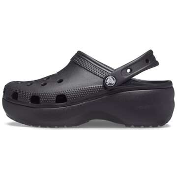 Crocs Women's Classic Platform Clog, Black, 10