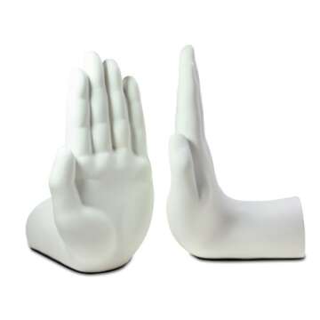 Danya B. Contemporary Accent Book Shelf Decor - Hands Sculpture Bookend Set of 2 (White)