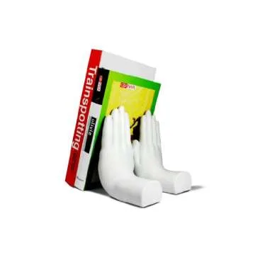 Danya B. Contemporary Accent Book Shelf Decor - Hands Sculpture Bookend Set of 2 (White)