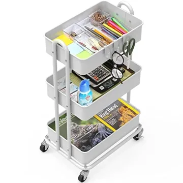 Heavy Duty 3-Tier Metal Rolling Cart by Simple Houseware