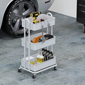 Heavy Duty 3-Tier Metal Rolling Cart by Simple Houseware