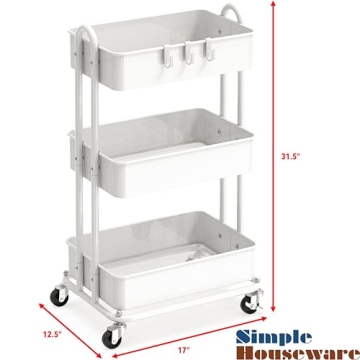 Heavy Duty 3-Tier Metal Rolling Cart by Simple Houseware