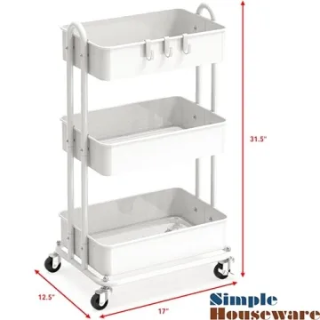 Heavy Duty 3-Tier Metal Rolling Cart by Simple Houseware
