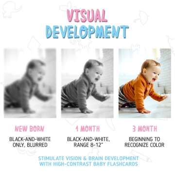 merka Newborn Toys, Black and White Baby Toys, High Contrast Baby Toy for Newborn, Set of 50 Flashcards for Visual Stimulation and Brain/Sensory Development