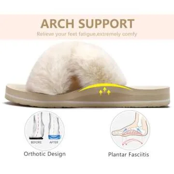 COFACE Women’s Open Toe Fluff Slides with Arch Support