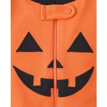The Children's Place,and Toddler, Halloween Pumpkin Pajamas, Cotton,SUN GLOW,9-12 MONTHS