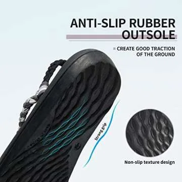 MEGNYA Women's Athletic Hiking Dressy Sandals, Waterproof River Slide Sandals for women, Arch Support Sandals with Soft Ropes for Walking Vacation Sport Black Grey Size 10