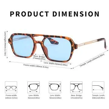 DeBuff Vintage Square Aviator Sunglasses for Women Men Tinted Glasses UV400 Protection