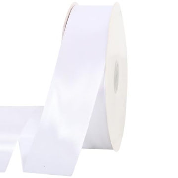 TONIFUL 1-1/2 Inch (40mm) x 100 Yards White Wide Satin Ribbon Solid Fabric Ribbon for Gift Wrapping ...