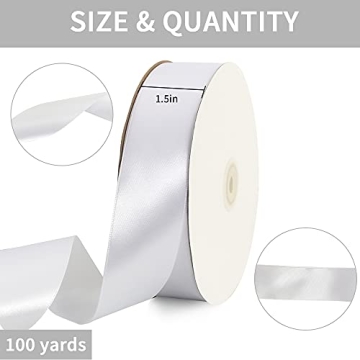 Toniful 1.5 Inch Satin Ribbon - 100 Yards for Crafting