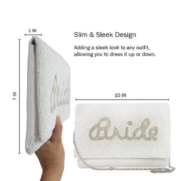 Pretty Robes BRIDE Clutch Purse for Wedding Day and Bachelorette Party, Bridal Purse, Gifts for Bride To Be (Silver)