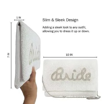Pretty Robes BRIDE Clutch Purse for Wedding Day and Bachelorette Party, Bridal Purse, Gifts for Bride To Be (Silver)