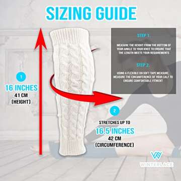 Knee High Cable Knit Leg Warmers for Women - 6 Pairs