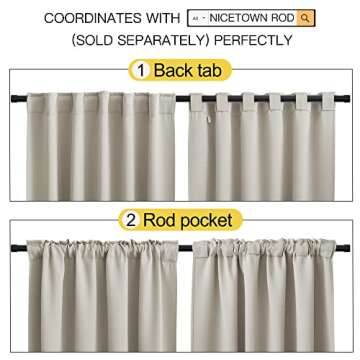 NICETOWN Living Room Room Darkening Curtains, Soft and Smooth Fabric Draperies and Panels, Privacy Energy Smart Curtains for Patio Door (Natural, 52" Wide x 84" Long, 2 PCs
