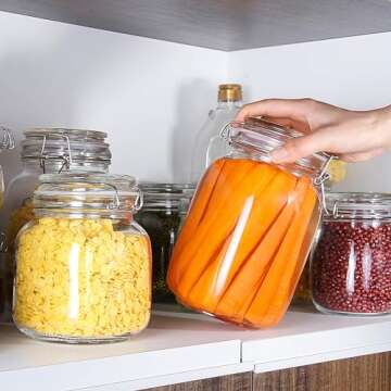 YEBODA 48oz Food Storage Canister Glass Jars - Airtight for Kitchen Use (2 Pack)