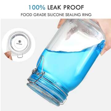 YEBODA 48oz Airtight Food Storage Canister Set – Clear Glass Jars