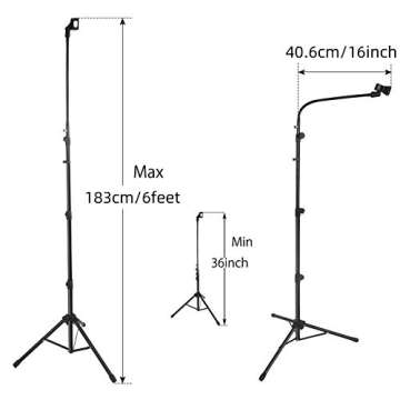 Boom Mic Stand-Kangziliang Mike Stand Gooseneck Microphone Stand Tripod Adjustable Height 3'- 6' wit...