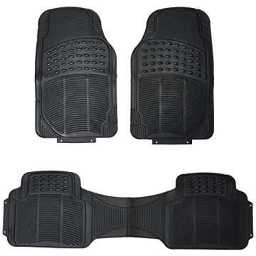 BDK DuraChannel Heavy Duty Rubber Car Floor Mats Liner for Auto - All Weather 3 Piece Set Front & Re...