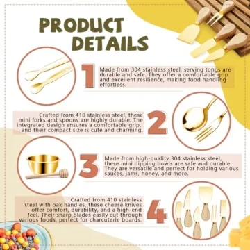 Premium Gold Charcuterie Utensil Set for Elegant Serving