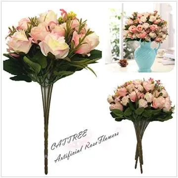 CATTREE Artificial Flower Bouquets for Home and Wedding Decor