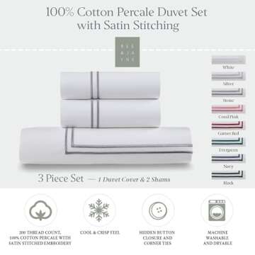 Ella Jayne Luxury Duvet Cover Set (3pc), 100% Cotton Duvet Cover, Hotel Comforter Cover Set, Breathable & Lightweight, White Duvet Cover Queen, Queen Duvet Cover Set, Full/Queen Black